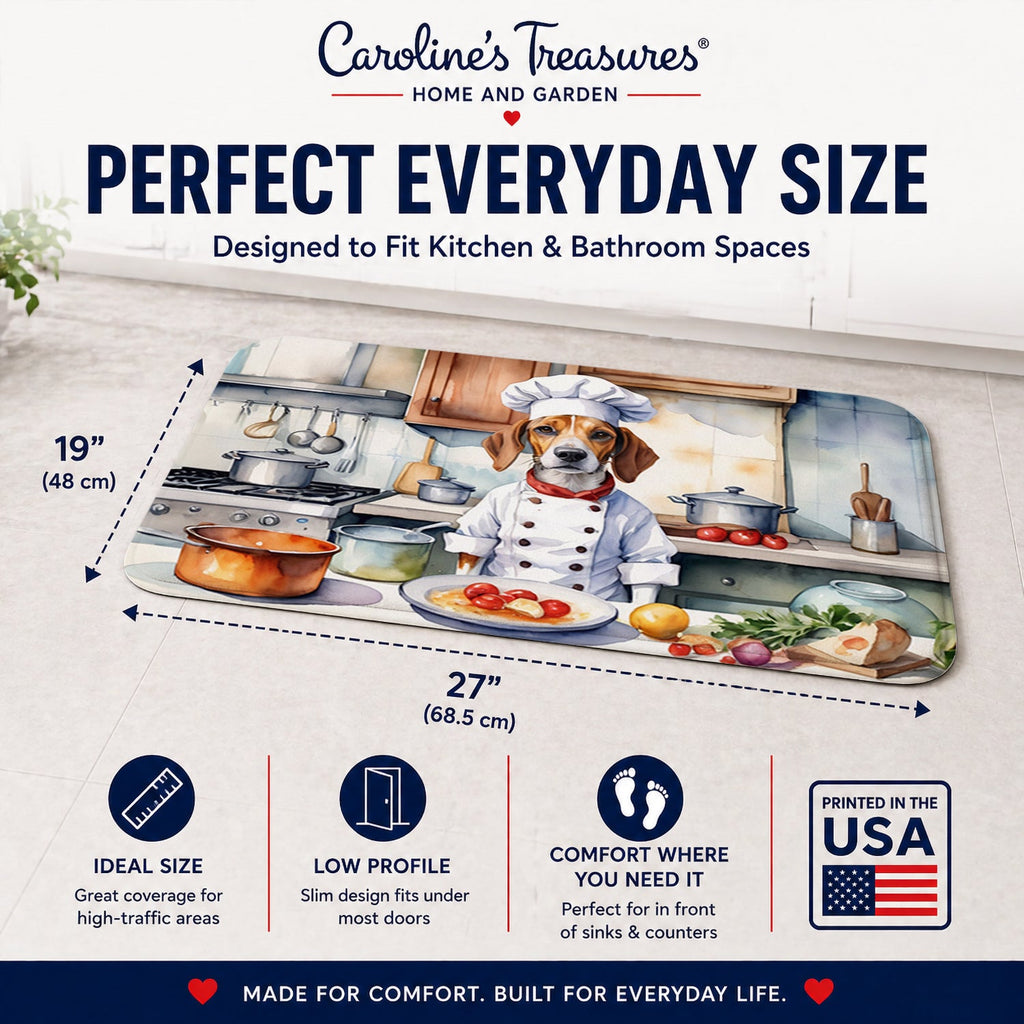 English Foxhound The Chef Memory Foam Kitchen Mat Machine Washable Anti-Fatigue Cushion Comfort Bath or Kitchen Rug