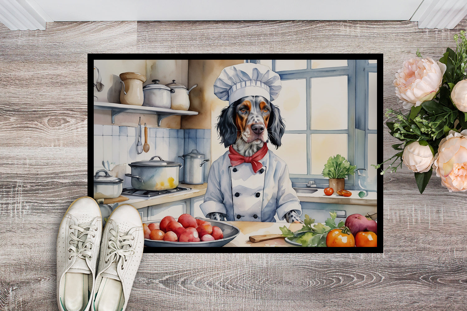 English Setter The Chef Doormat Indoor Outdoor 24H X 36W Front Door Mat Rugs for Entryway, Non Slip Washable Low Pile,