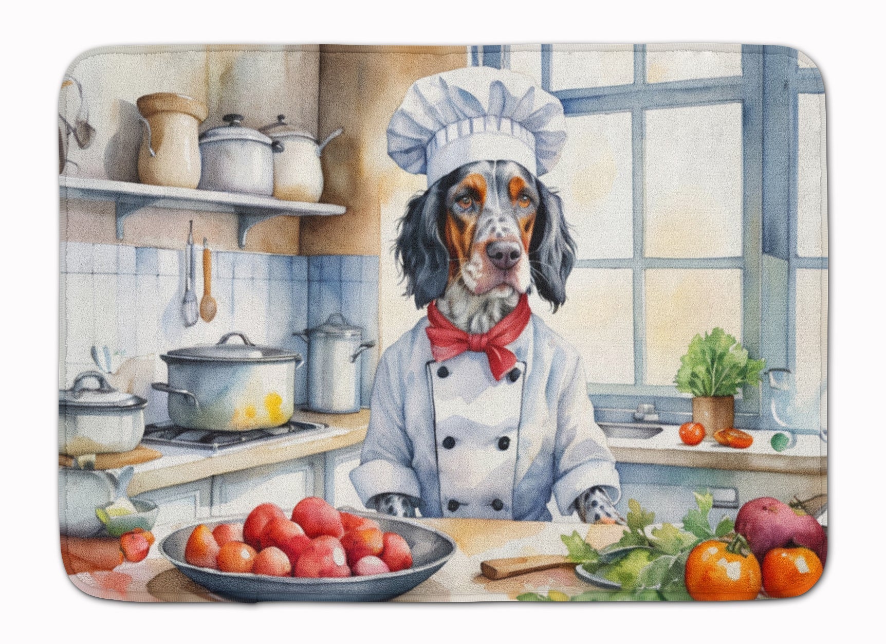 English Setter The Chef Memory Foam Kitchen Mat Machine Washable Anti-Fatigue Cushion Comfort Bath or Kitchen Rug