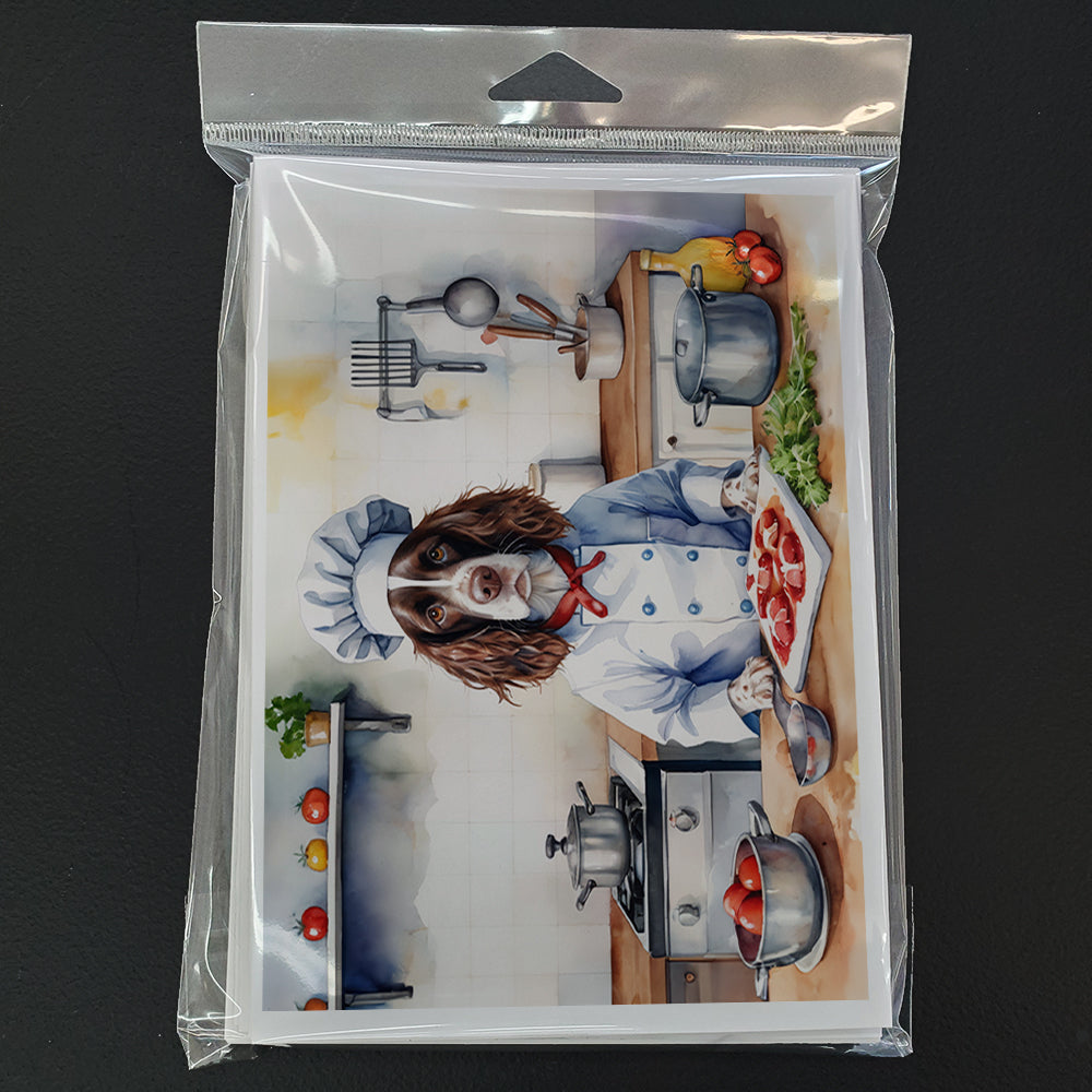 English Springer Spaniel The Chef Greeting Cards Pack of 8 Blank Cards with Envelopes Whimsical A7 Size 5x7
