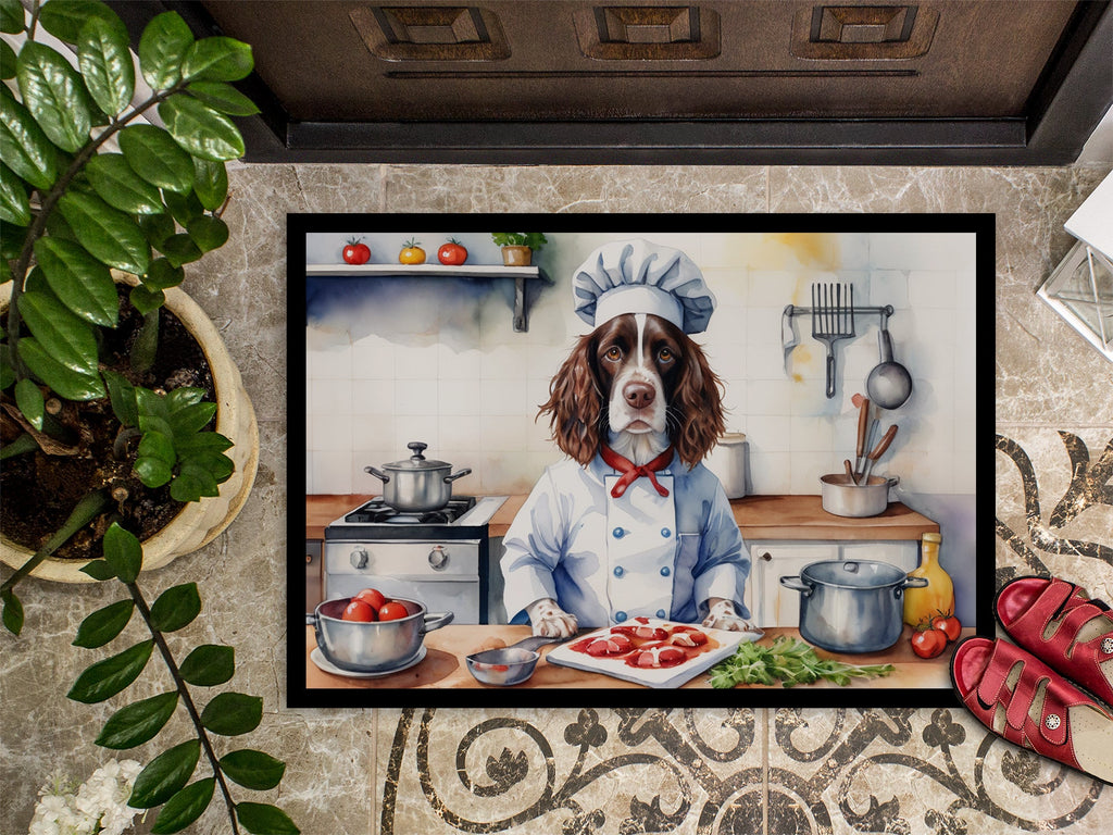 English Springer Spaniel The Chef Doormat Indoor Outdoor 24H X 36W Front Door Mat Rugs for Entryway, Non Slip Washable Low Pile,