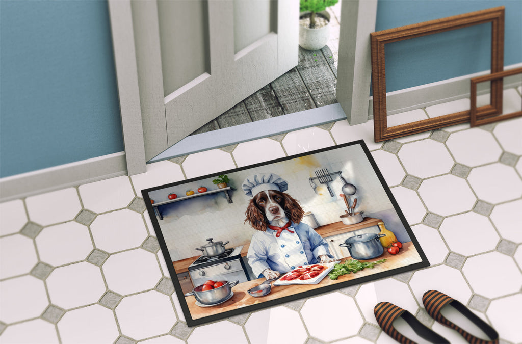English Springer Spaniel The Chef Doormat Indoor Outdoor 24H X 36W Front Door Mat Rugs for Entryway, Non Slip Washable Low Pile,