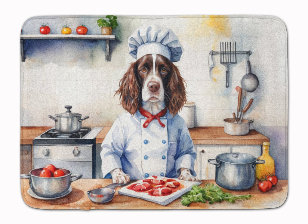 English Springer Spaniel The Chef Memory Foam Kitchen Mat Machine Washable Anti-Fatigue Cushion Comfort Bath or Kitchen Rug