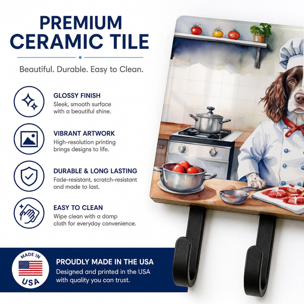 English Springer Spaniel The Chef Leash or Key Holder Wall Hooks, Coat Rack Wall Mount, for Hanging Keys, Towels, Aprons, Leashes