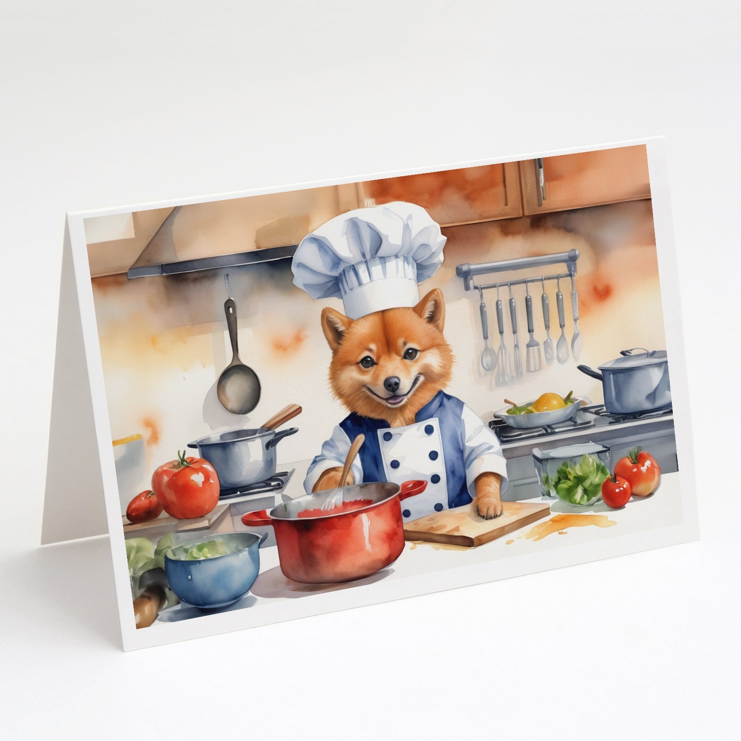 Finnish Spitz The Chef Greeting Cards Pack of 8 Blank Cards with Envelopes Whimsical A7 Size 5x7