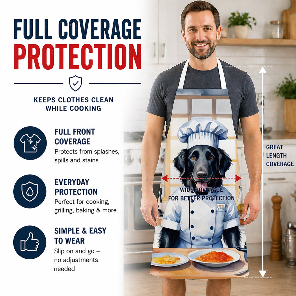 Flat-Coated Retriever The Chef Apron Cooking Kitchen Server Baking Crafts Gardening for Adult Women Men, Unisex, Large, Multicolor
