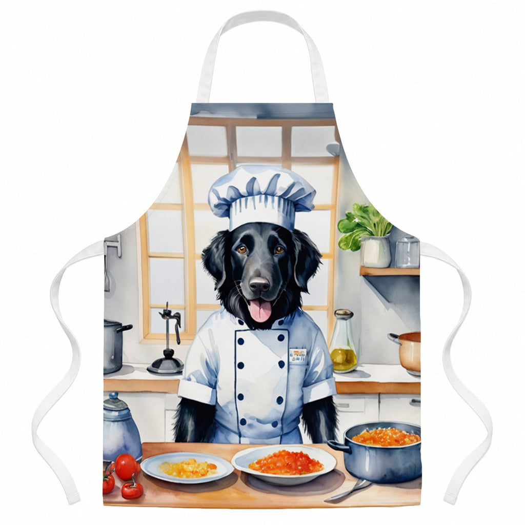 Flat-Coated Retriever The Chef Apron Cooking Kitchen Server Baking Crafts Gardening for Adult Women Men, Unisex, Large, Multicolor