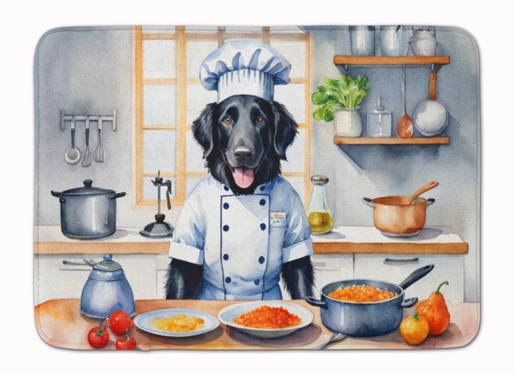 Flat-Coated Retriever The Chef Memory Foam Kitchen Mat Machine Washable Anti-Fatigue Cushion Comfort Bath or Kitchen Rug