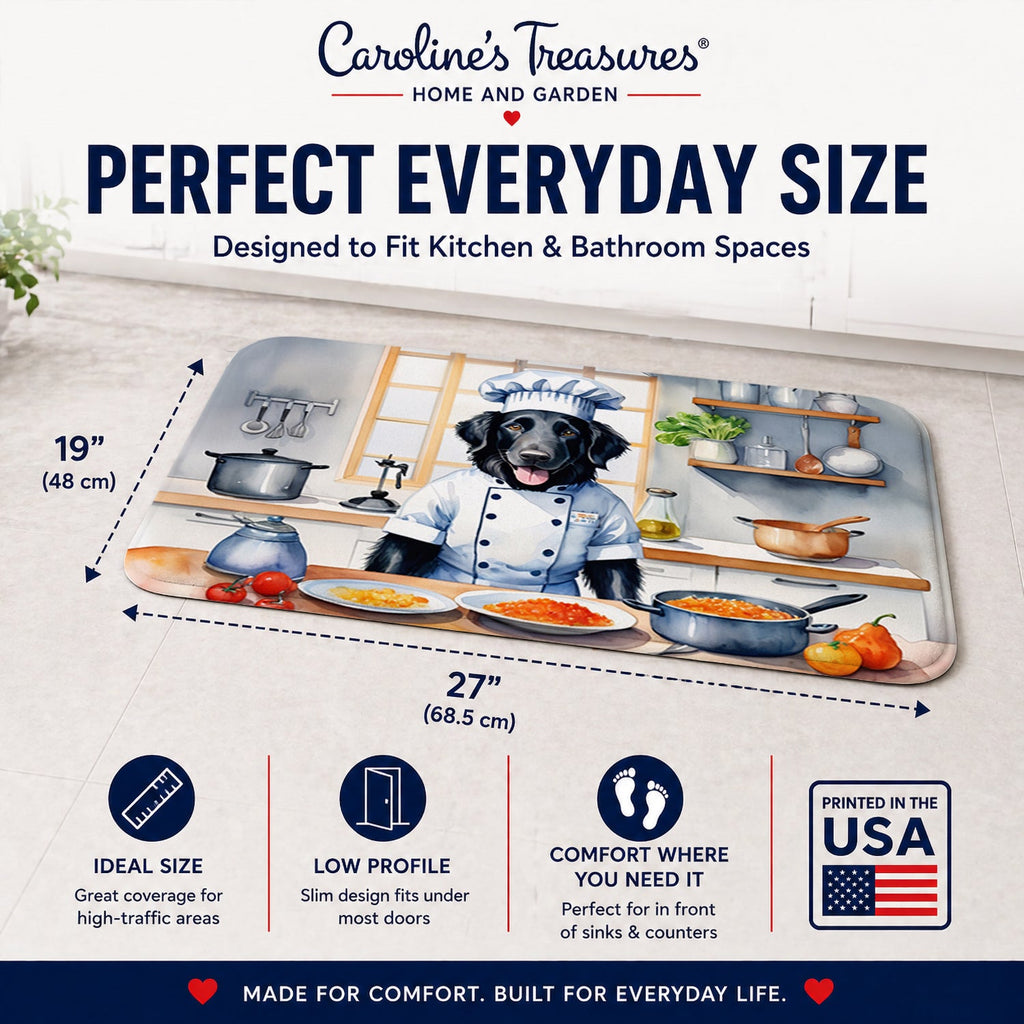 Flat-Coated Retriever The Chef Memory Foam Kitchen Mat Machine Washable Anti-Fatigue Cushion Comfort Bath or Kitchen Rug