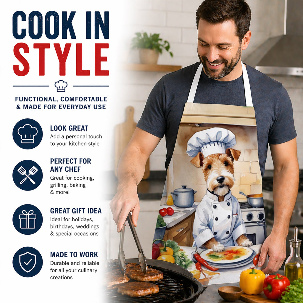 Fox Terrier The Chef Apron Cooking Kitchen Server Baking Crafts Gardening for Adult Women Men, Unisex, Large, Multicolor