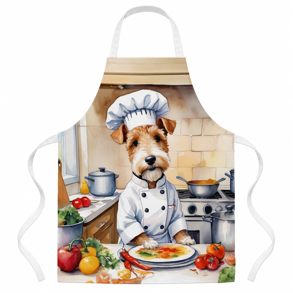 Fox Terrier The Chef Apron Cooking Kitchen Server Baking Crafts Gardening for Adult Women Men, Unisex, Large, Multicolor