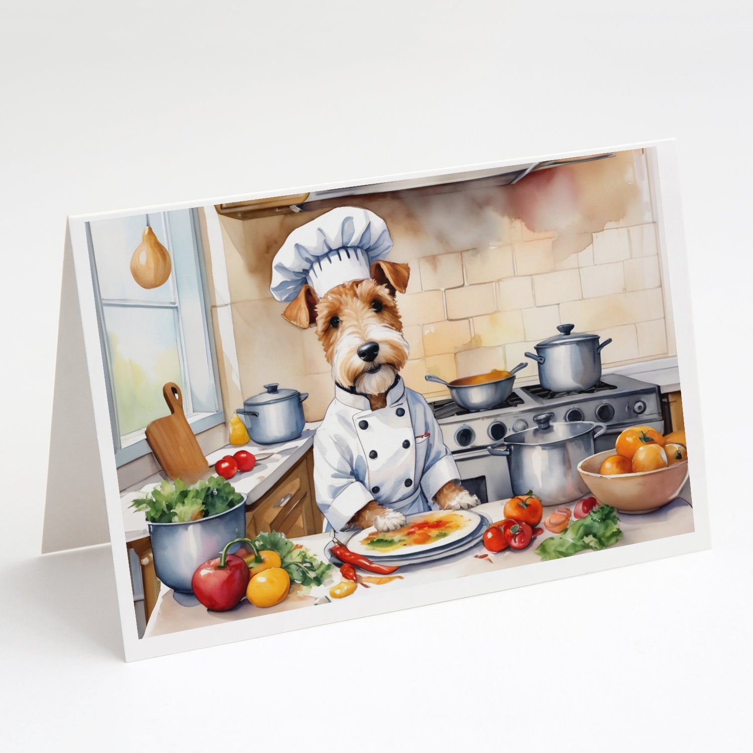 Fox Terrier The Chef Greeting Cards Pack of 8 Blank Cards with Envelopes Whimsical A7 Size 5x7