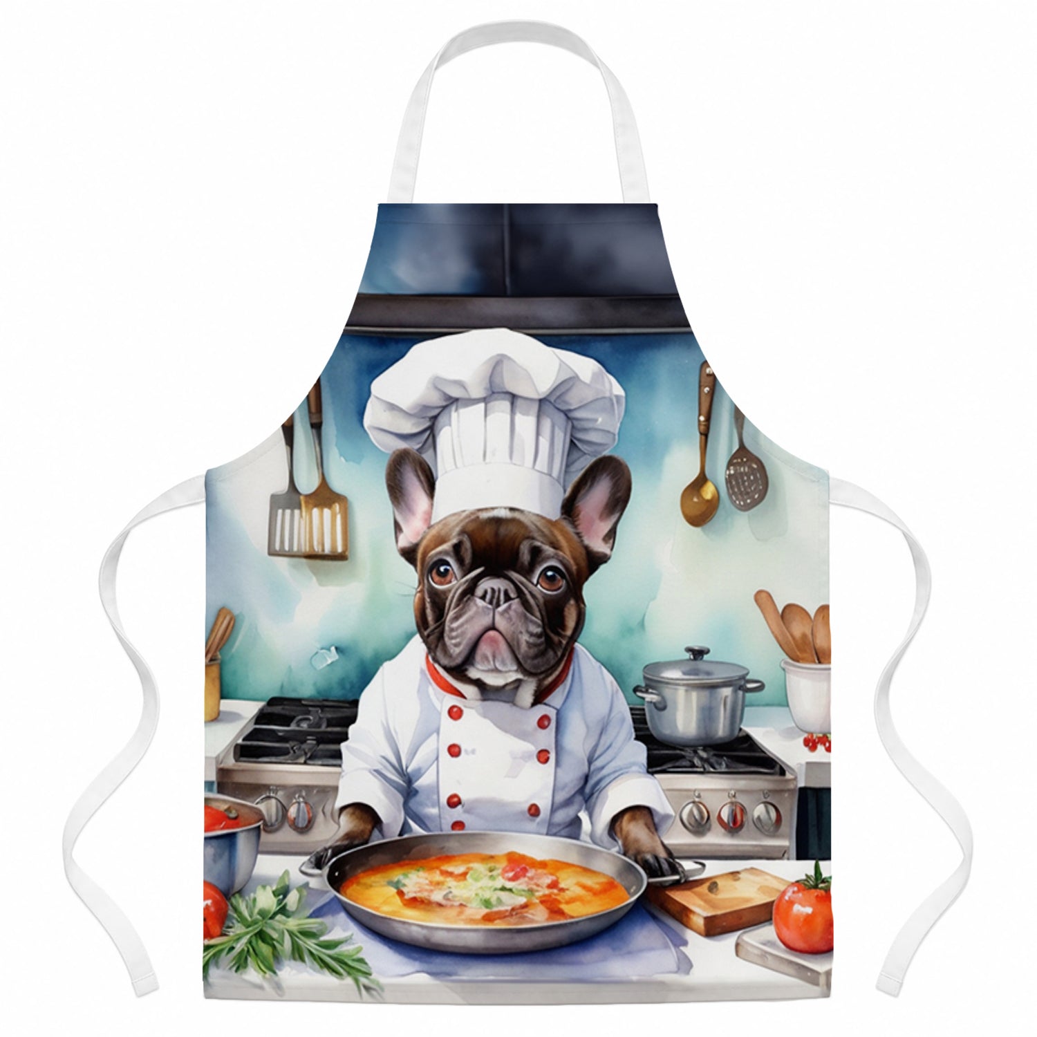 French Bulldog The Chef Apron Cooking Kitchen Server Baking Crafts Gardening for Adult Women Men, Unisex, Large, Multicolor
