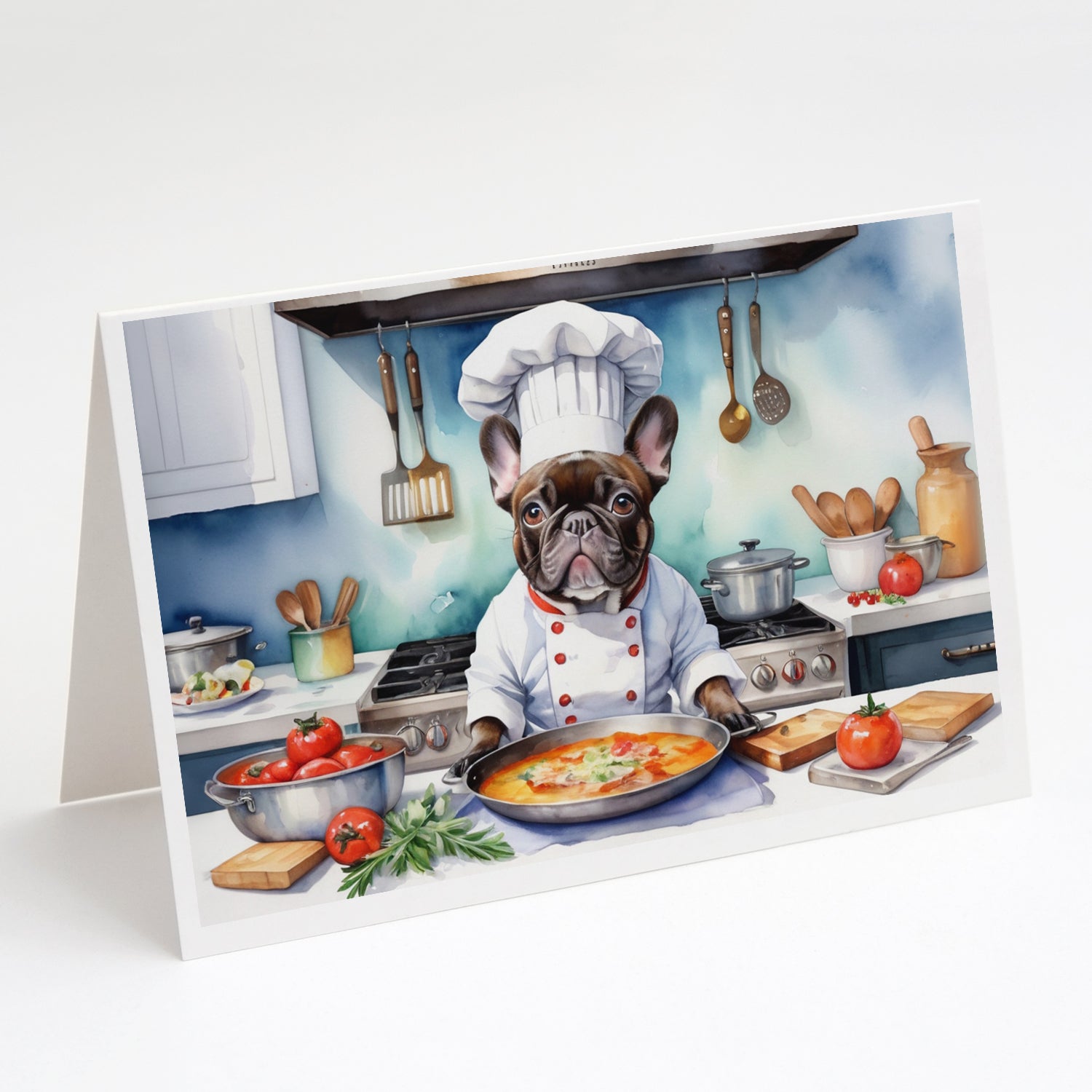 French Bulldog The Chef Greeting Cards Pack of 8 Blank Cards with Envelopes Whimsical A7 Size 5x7