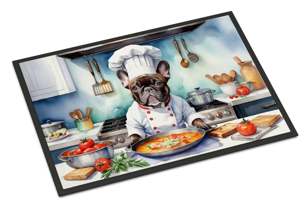 French Bulldog The Chef Doormat Indoor Outdoor 24H X 36W Front Door Mat Rugs for Entryway, Non Slip Washable Low Pile,
