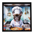 French Bulldog The Chef Framed Metal Print Bathroom, Kitchen, Office, Home Decor Wall Art Ready to Hang, Square, 8X8