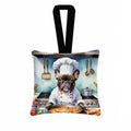 French Bulldog The Chef Hanging Square Fabric Ornament 3.5 × 3.5 Decorative Door-Knob & Tree Hanger, Soft Fabric