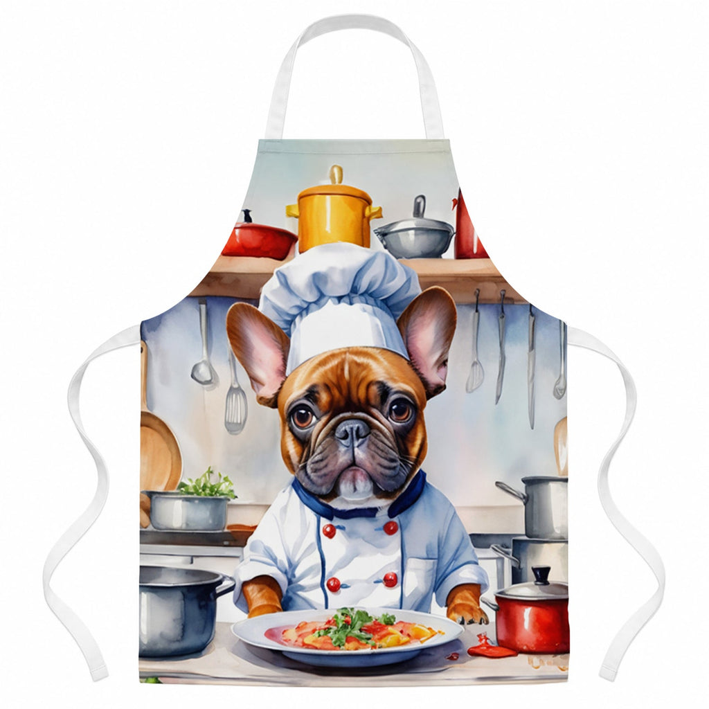French Bulldog The Chef Apron Cooking Kitchen Server Baking Crafts Gardening for Adult Women Men, Unisex, Large, Multicolor