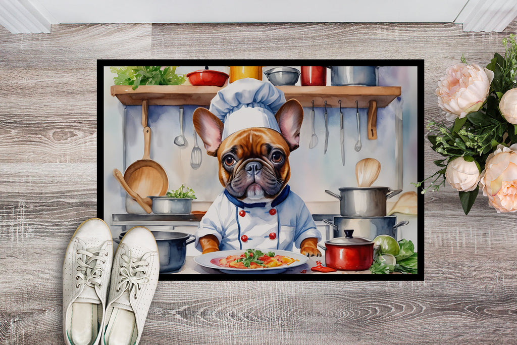 French Bulldog The Chef Doormat Indoor Outdoor 24H X 36W Front Door Mat Rugs for Entryway, Non Slip Washable Low Pile,