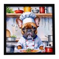 French Bulldog The Chef Framed Metal Print Bathroom, Kitchen, Office, Home Decor Wall Art Ready to Hang, Square, 8X8