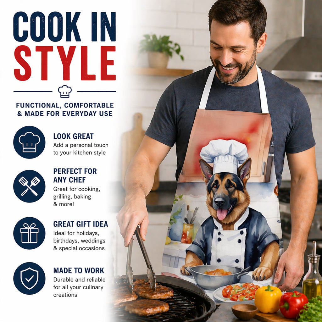 German Shepherd The Chef Apron Cooking Kitchen Server Baking Crafts Gardening for Adult Women Men, Unisex, Large, Multicolor