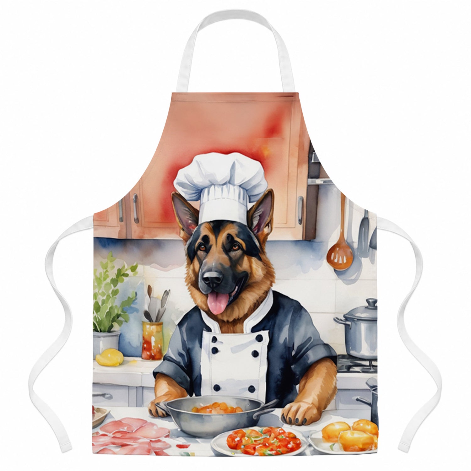 German Shepherd The Chef Apron Cooking Kitchen Server Baking Crafts Gardening for Adult Women Men, Unisex, Large, Multicolor
