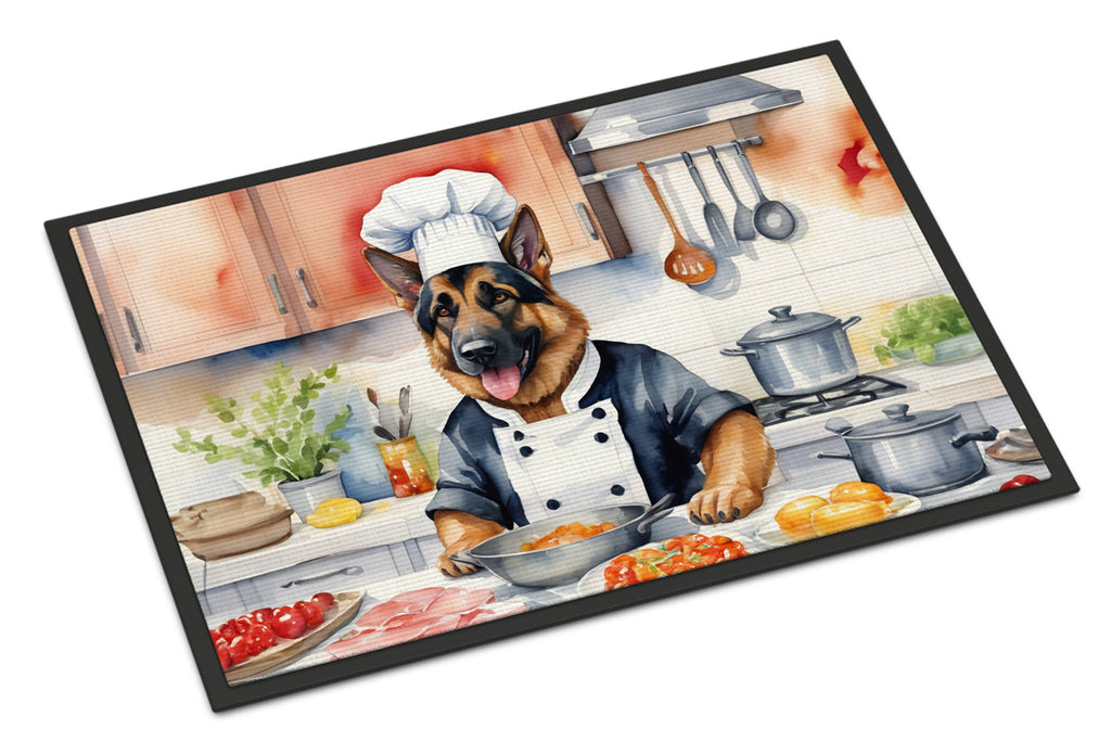 German Shepherd The Chef Doormat Indoor Outdoor 24H X 36W Front Door Mat Rugs for Entryway, Non Slip Washable Low Pile,