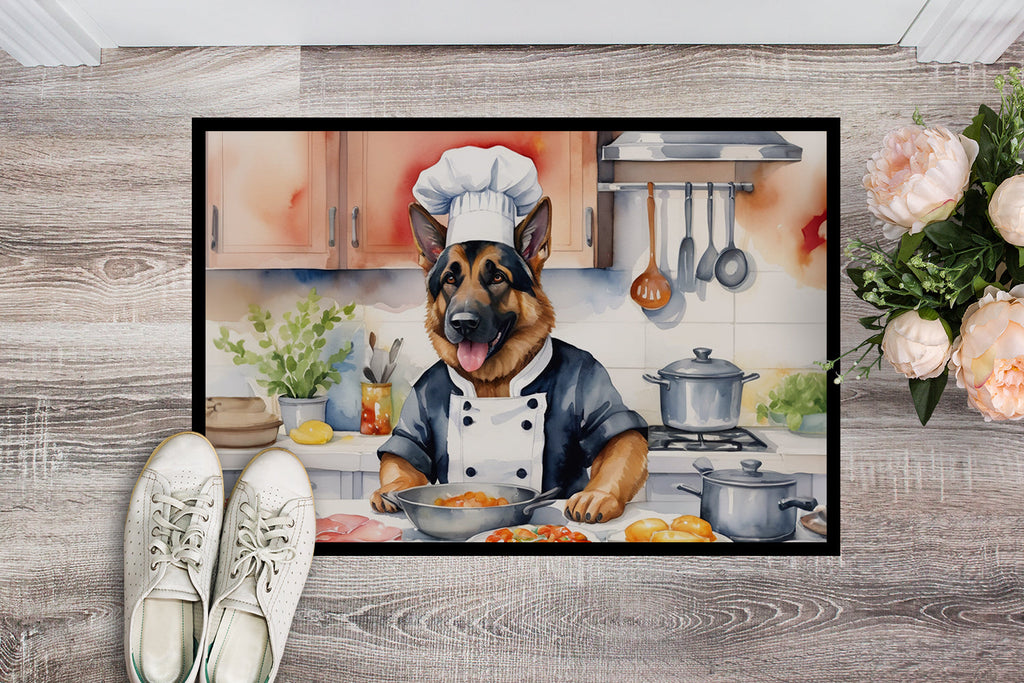 German Shepherd The Chef Doormat Indoor Outdoor 24H X 36W Front Door Mat Rugs for Entryway, Non Slip Washable Low Pile,