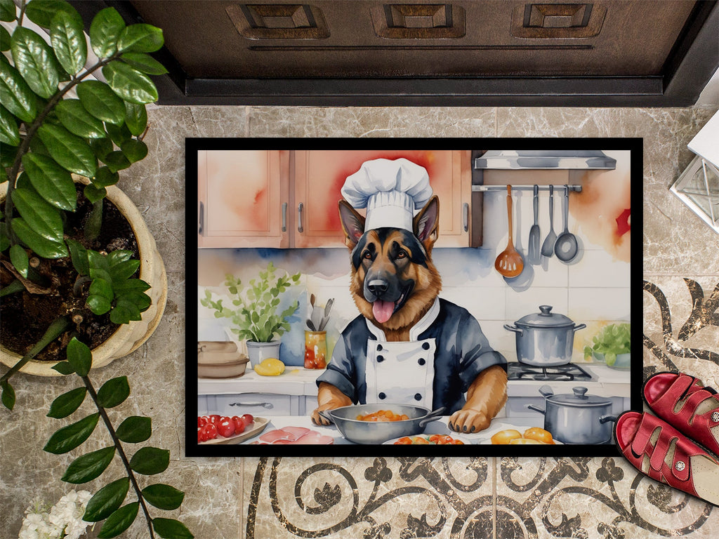 German Shepherd The Chef Doormat Indoor Outdoor 24H X 36W Front Door Mat Rugs for Entryway, Non Slip Washable Low Pile,