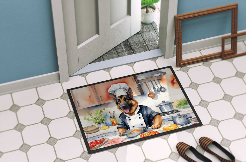 German Shepherd The Chef Doormat Indoor Outdoor 24H X 36W Front Door Mat Rugs for Entryway, Non Slip Washable Low Pile,