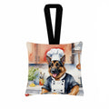 German Shepherd The Chef Hanging Square Fabric Ornament 3.5 × 3.5 Decorative Door-Knob & Tree Hanger, Soft Fabric