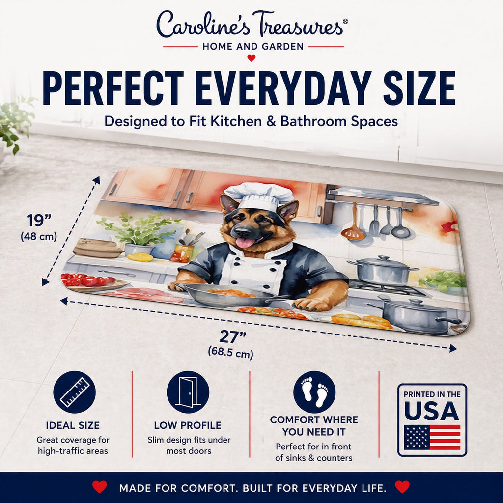 German Shepherd The Chef Memory Foam Kitchen Mat Machine Washable Anti-Fatigue Cushion Comfort Bath or Kitchen Rug