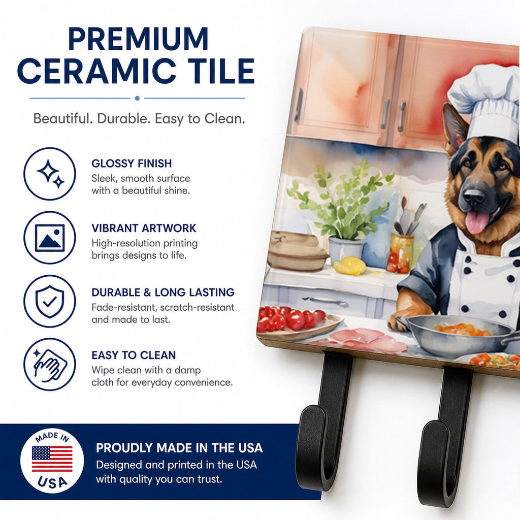 German Shepherd The Chef Leash or Key Holder Wall Hooks, Coat Rack Wall Mount, for Hanging Keys, Towels, Aprons, Leashes