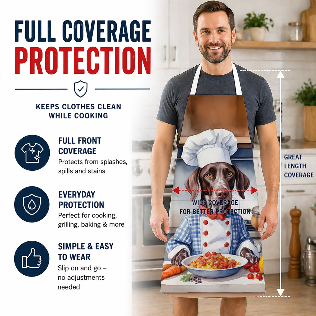German Shorthaired Pointer The Chef Apron Cooking Kitchen Server Baking Crafts Gardening for Adult Women Men, Unisex, Large, Multicolor