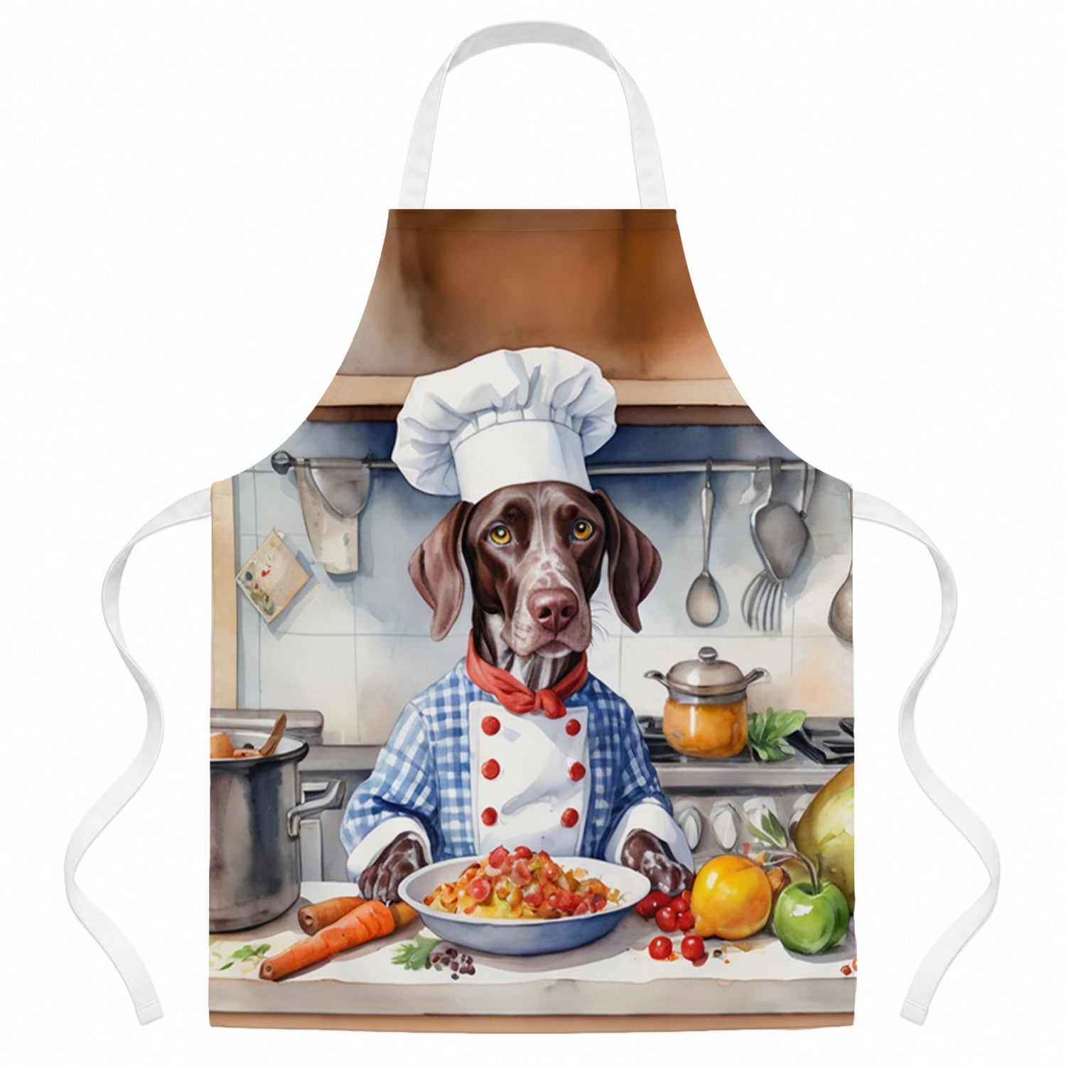 German Shorthaired Pointer The Chef Apron Cooking Kitchen Server Baking Crafts Gardening for Adult Women Men, Unisex, Large, Multicolor