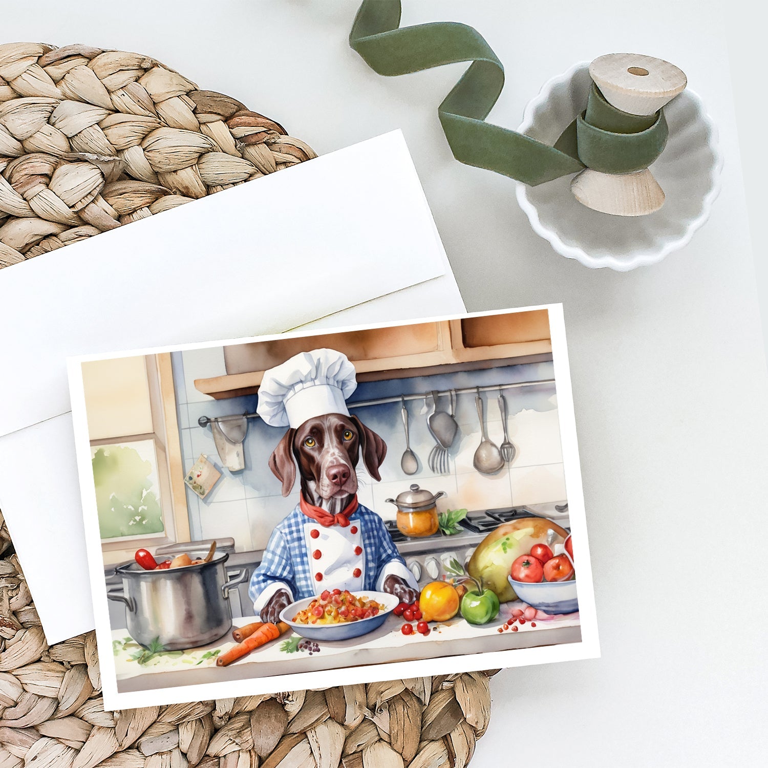 German Shorthaired Pointer The Chef Greeting Cards Pack of 8 Blank Cards with Envelopes Whimsical A7 Size 5x7