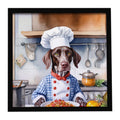 German Shorthaired Pointer The Chef Framed Metal Print Bathroom, Kitchen, Office, Home Decor Wall Art Ready to Hang, Square, 8X8
