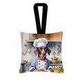 German Shorthaired Pointer The Chef Hanging Square Fabric Ornament 3.5 × 3.5 Decorative Door-Knob & Tree Hanger, Soft Fabric