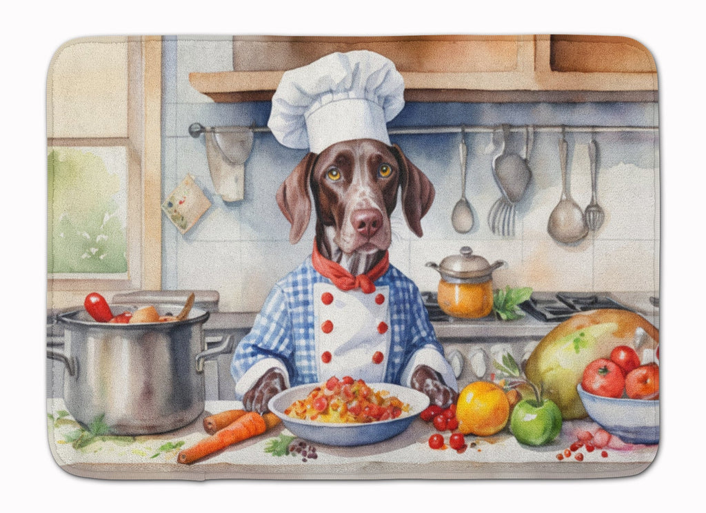 German Shorthaired Pointer The Chef Memory Foam Kitchen Mat Machine Washable Anti-Fatigue Cushion Comfort Bath or Kitchen Rug