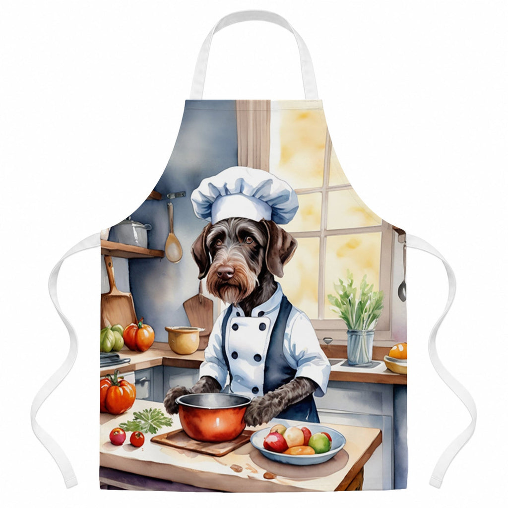 German Wirehaired Pointer The Chef Apron Cooking Kitchen Server Baking Crafts Gardening for Adult Women Men, Unisex, Large, Multicolor