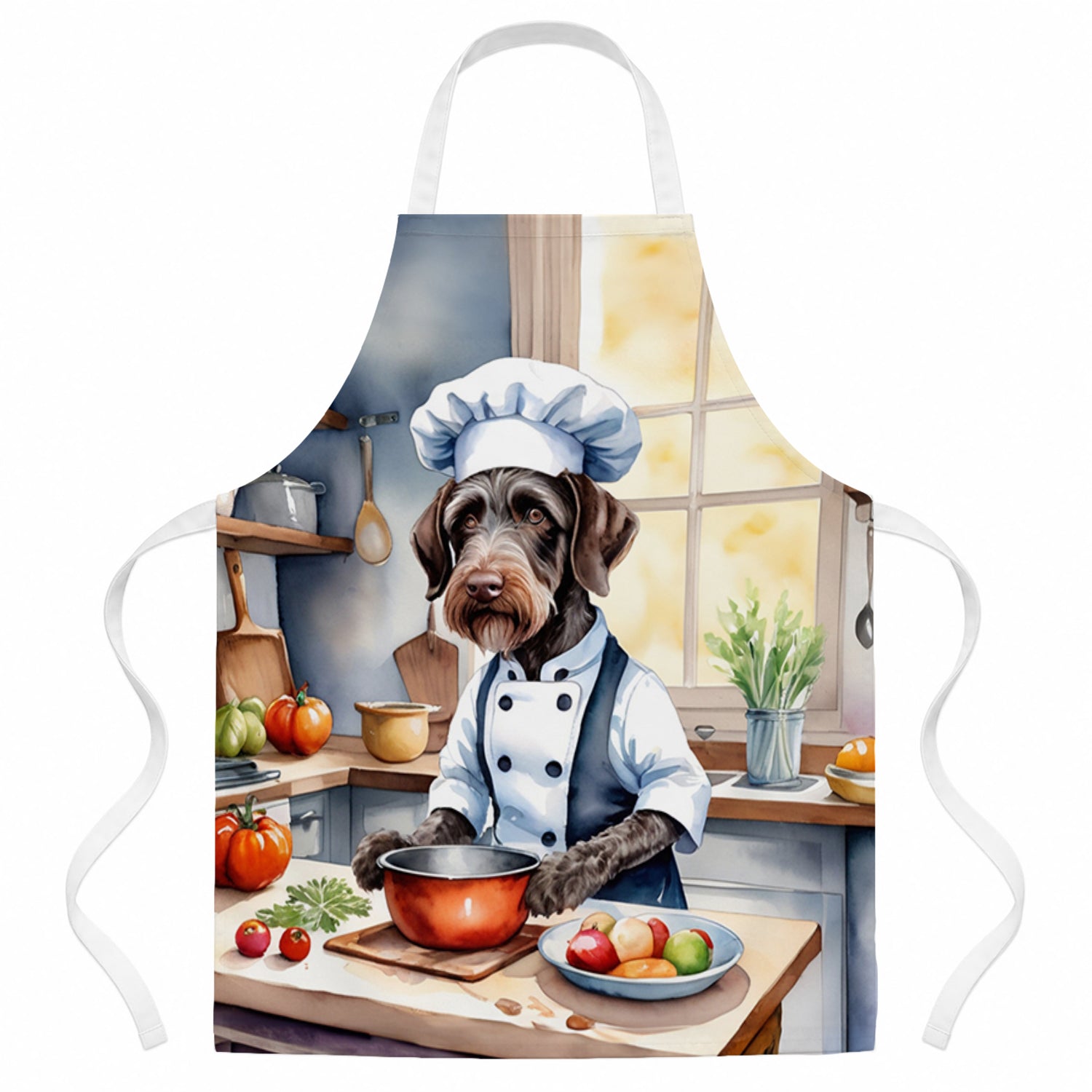 German Wirehaired Pointer The Chef Apron Cooking Kitchen Server Baking Crafts Gardening for Adult Women Men, Unisex, Large, Multicolor
