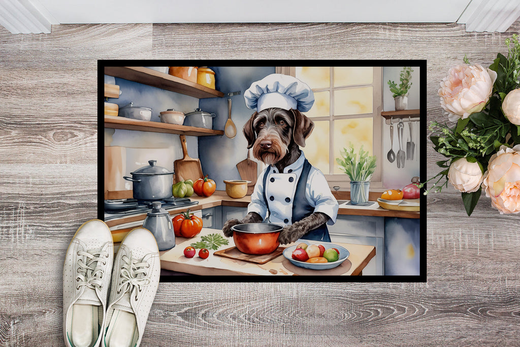 German Wirehaired Pointer The Chef Doormat Indoor Outdoor 24H X 36W Front Door Mat Rugs for Entryway, Non Slip Washable Low Pile,
