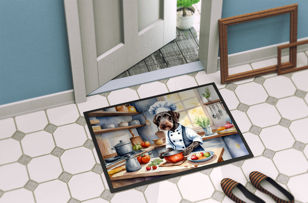 German Wirehaired Pointer The Chef Doormat Indoor Outdoor 24H X 36W Front Door Mat Rugs for Entryway, Non Slip Washable Low Pile,