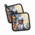 German Wirehaired Pointer The Chef Pot Holder Set of 2 Heat Resistant Quilted Hot Pads 7.5 x 7.5 Inch, Insulated Kitchen Trivets for Cooking & Baking