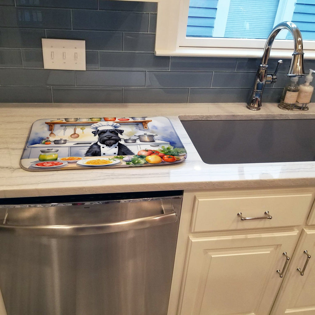 Giant Schnauzer The Chef Dish Drying Mat Absorbent Dish Drying Mat Pad for Kitchen Counter Dish Drainer Mat for Countertop, 14 x 21", Multicolor