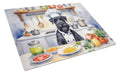 Giant Schnauzer The Chef Cutting Board Tempered Glass Kitchen Cutting Surface, Heat Resistant Chopping, Non-Slip Feet, Food Prep & Serving