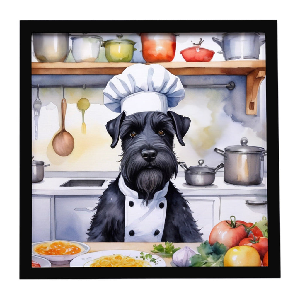 Giant Schnauzer The Chef Framed Metal Print Bathroom, Kitchen, Office, Home Decor Wall Art Ready to Hang, Square, 8X8