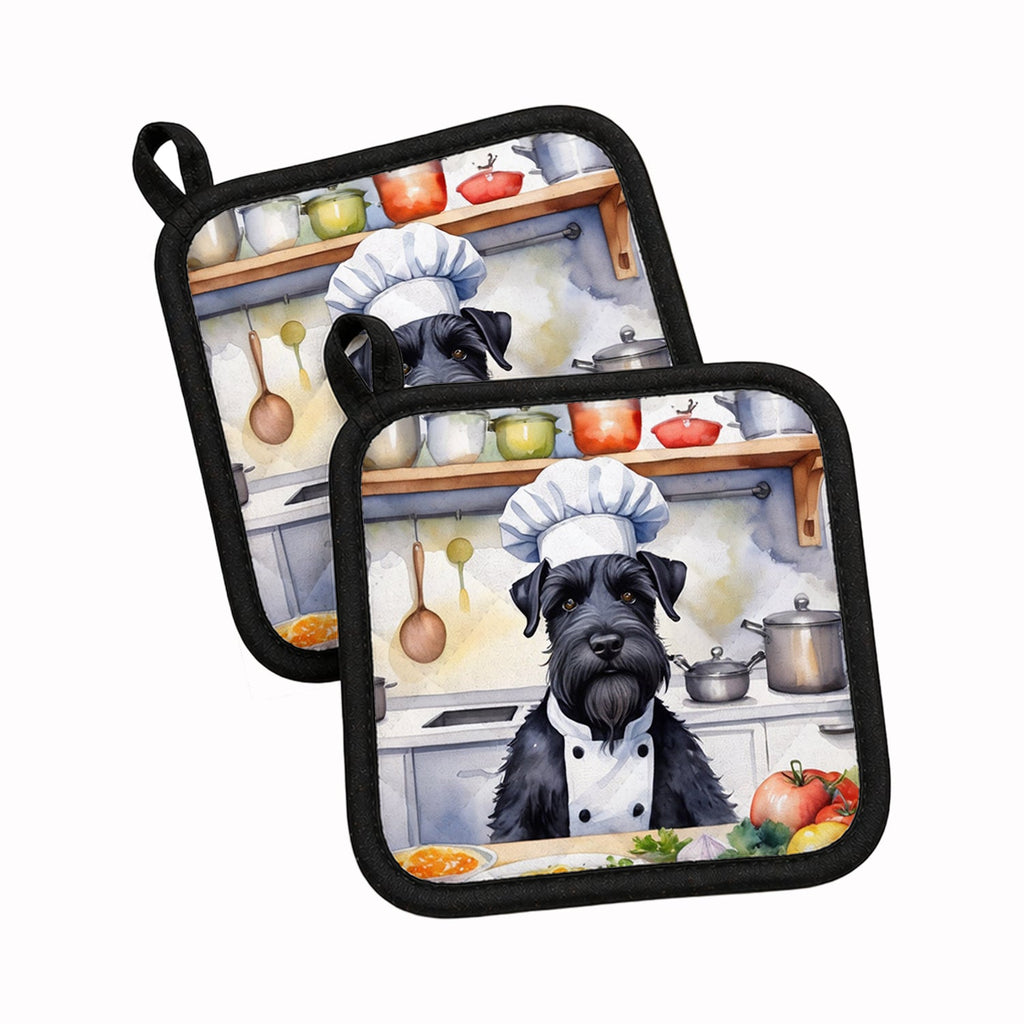 Giant Schnauzer The Chef Pot Holder Set of 2 Heat Resistant Quilted Hot Pads 7.5 x 7.5 Inch, Insulated Kitchen Trivets for Cooking & Baking