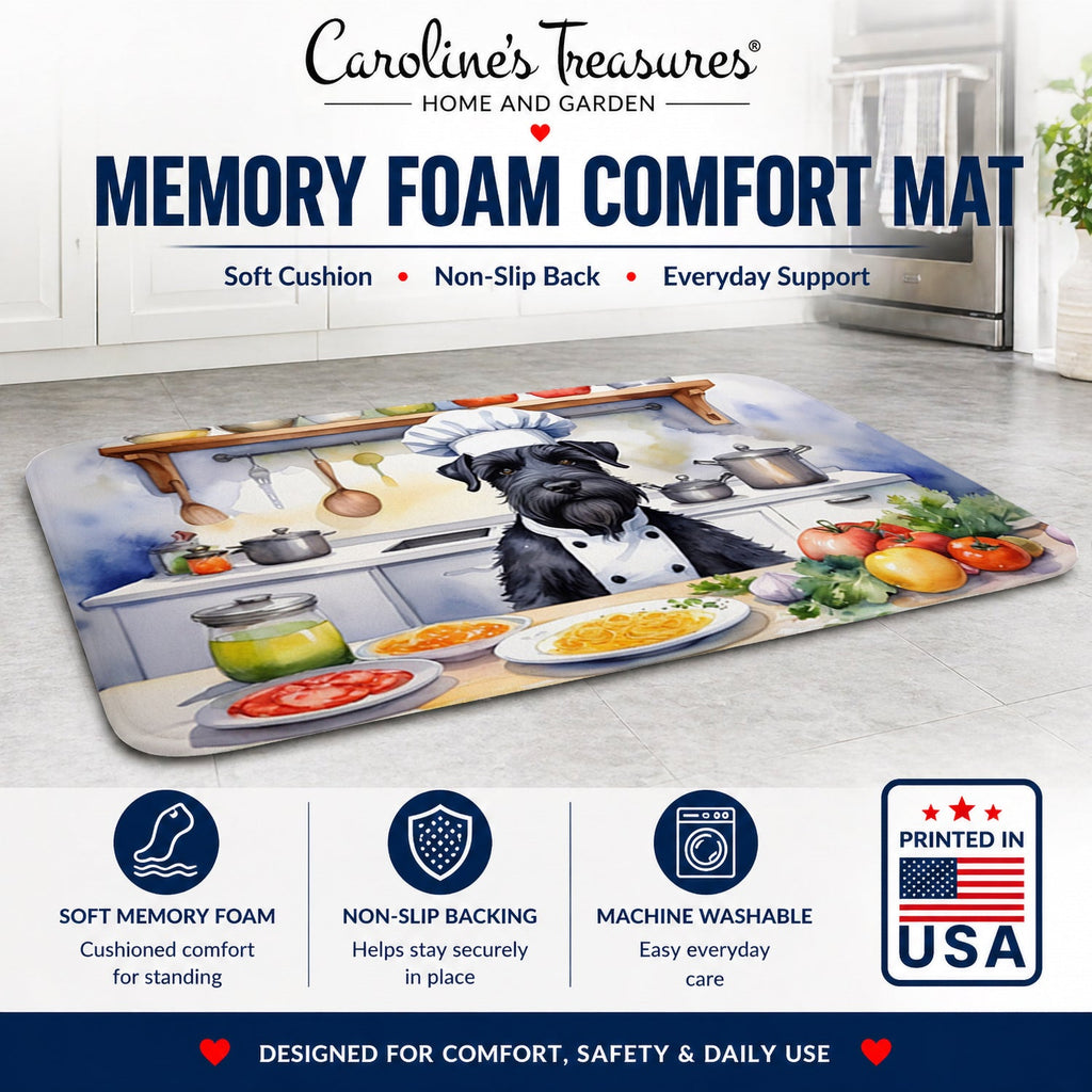 Giant Schnauzer The Chef Memory Foam Kitchen Mat Machine Washable Anti-Fatigue Cushion Comfort Bath or Kitchen Rug