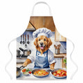 Golden Retriever The Chef Apron Cooking Kitchen Server Baking Crafts Gardening for Adult Women Men, Unisex, Large, Multicolor
